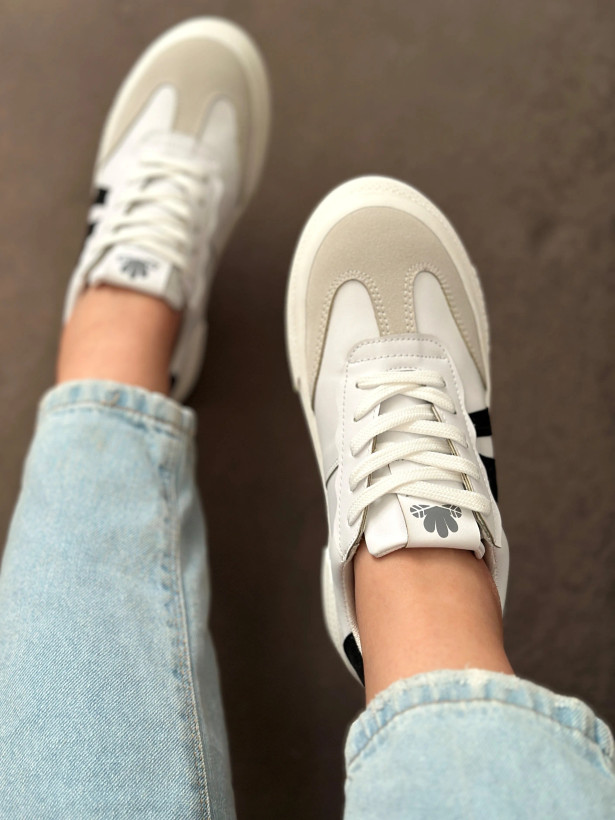 کفش ونس زنانه HI کرم نسکافهای زیره PU طبی