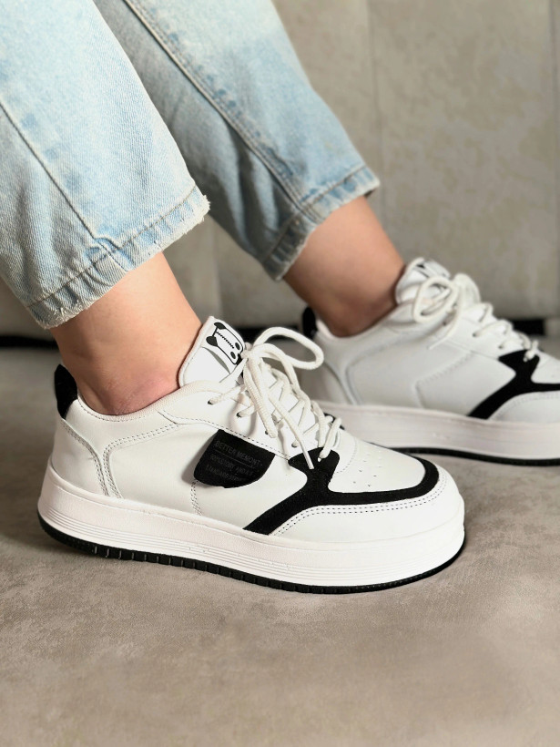 کفش اسپرت دخترانه سفید مشکی