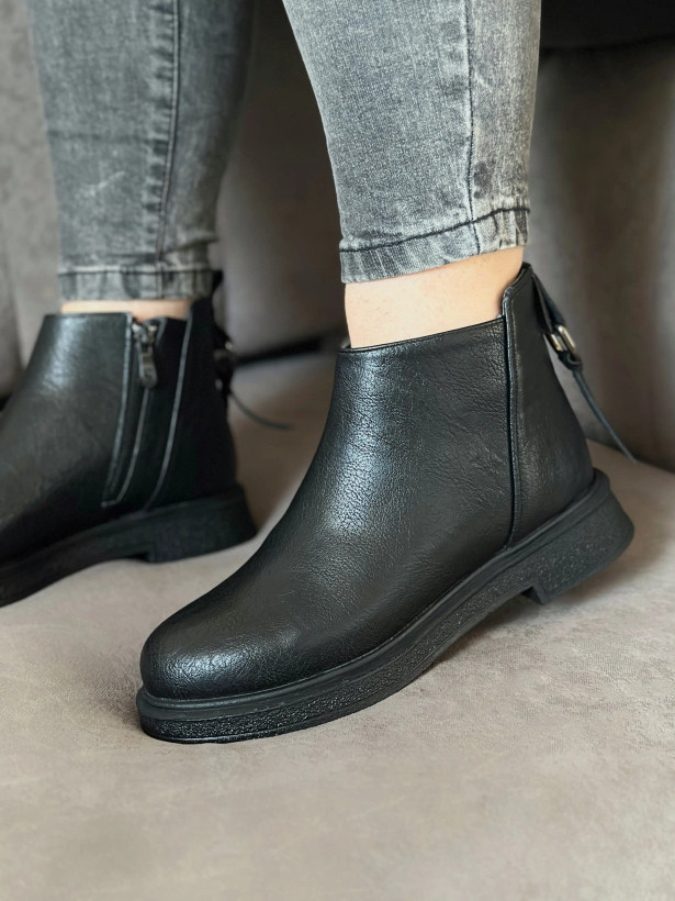 خرید و قیمت نیمبوت ساده چرم زیپی زنانه دخترانه