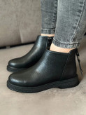 نیم بوت چرم ساده ساق کوتاه زنانه